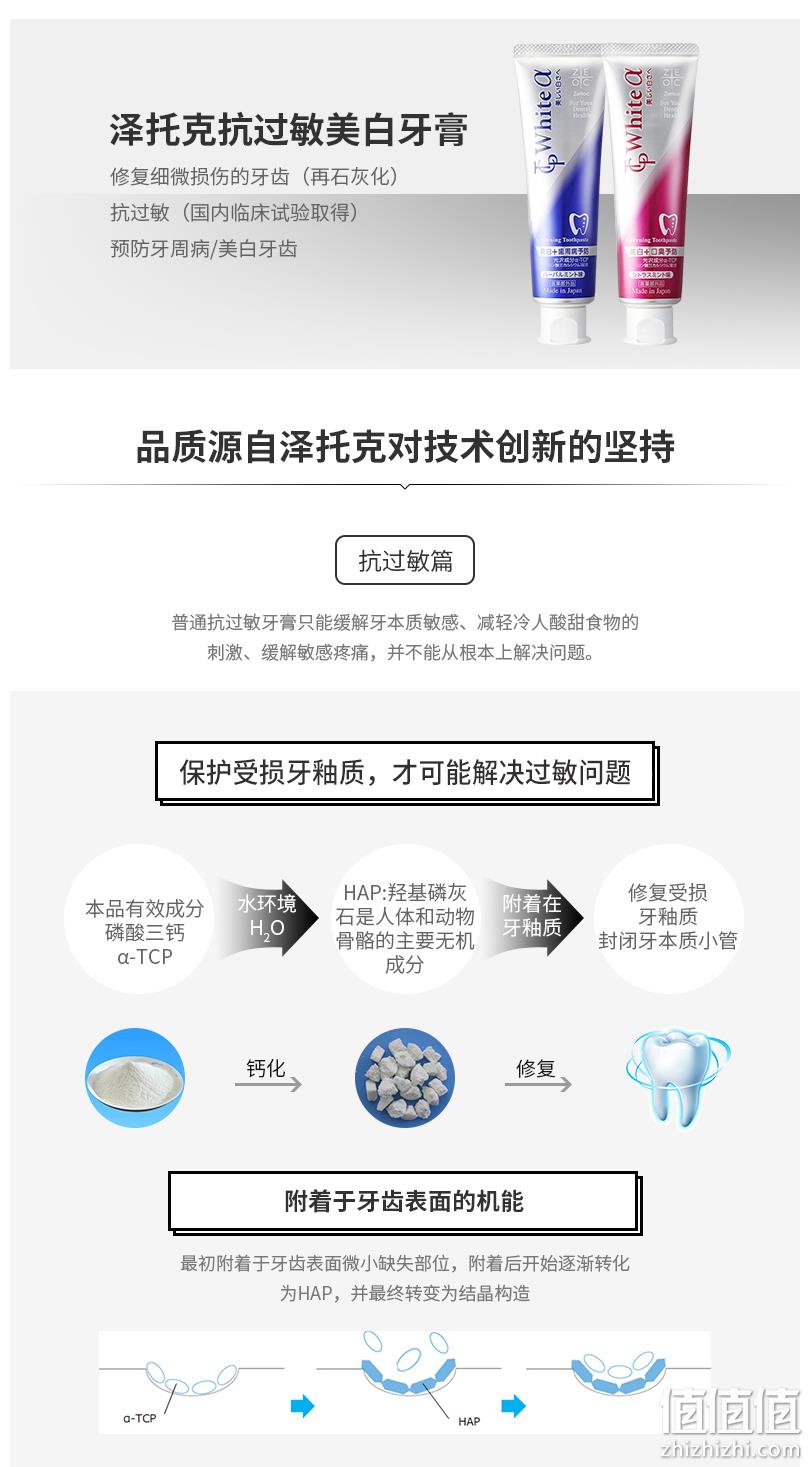 日本原装进口 100gx2支 泽托克 无水抗过敏美白牙膏 券后29.9元包邮 值值值-买手聚集的地方
