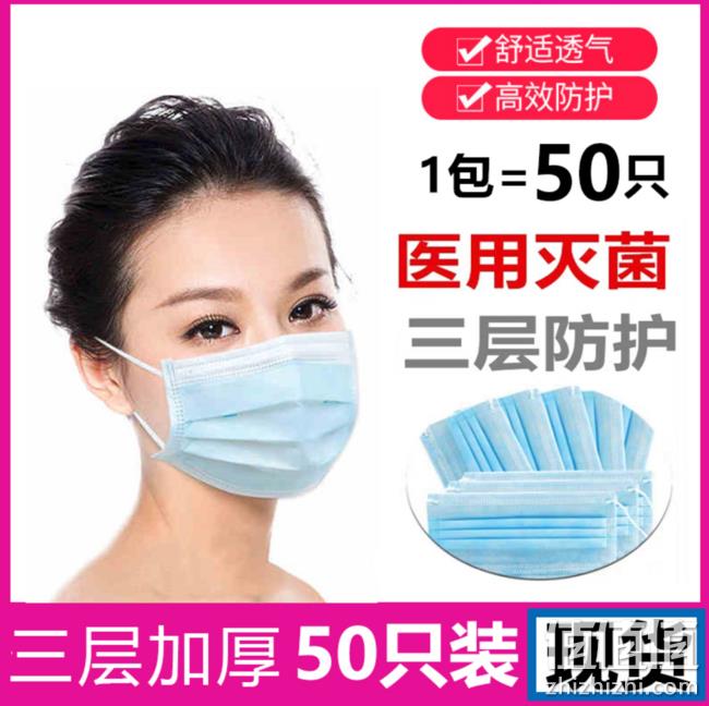 现货、​72小时发货！一次性三层过滤口罩 50只 147.9元包邮 值值值-买手聚集的地方