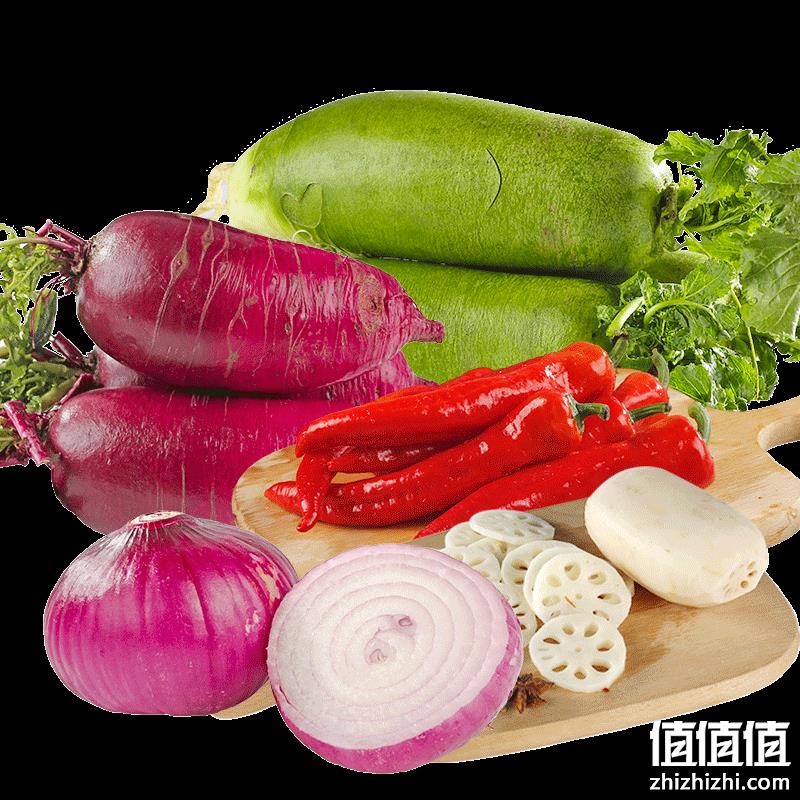 顺丰包邮，5斤装 鲜馥 尖椒+洋葱+水果萝卜+莲藕+紫萝卜时蔬套餐 19.9元包邮 值值值-买手聚集的地方