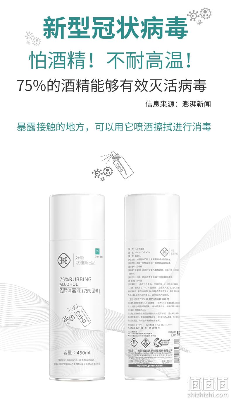 武汉可下单、中国人保财险承保、75%酒精 450ml 好顺免手消毒液洗喷雾 14.9元包邮（之前推荐21.9元） 值值值-买手聚集的地方