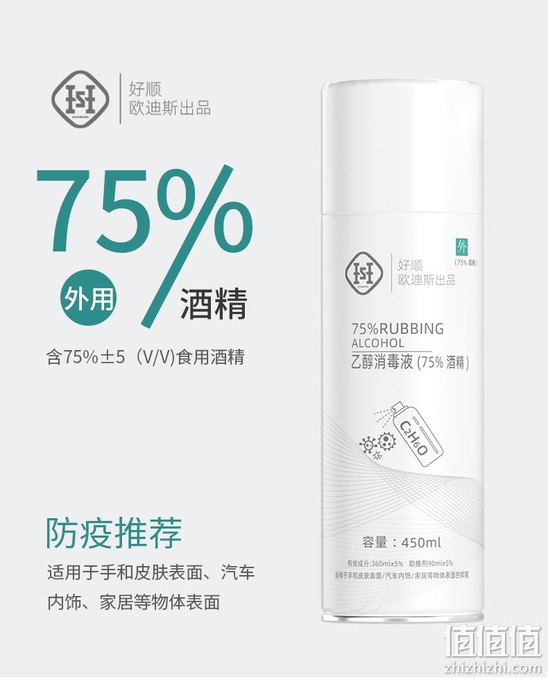 武汉可下单、中国人保财险承保、75%酒精 450ml 好顺免手消毒液洗喷雾 14.9元包邮（之前推荐21.9元） 值值值-买手聚集的地方
