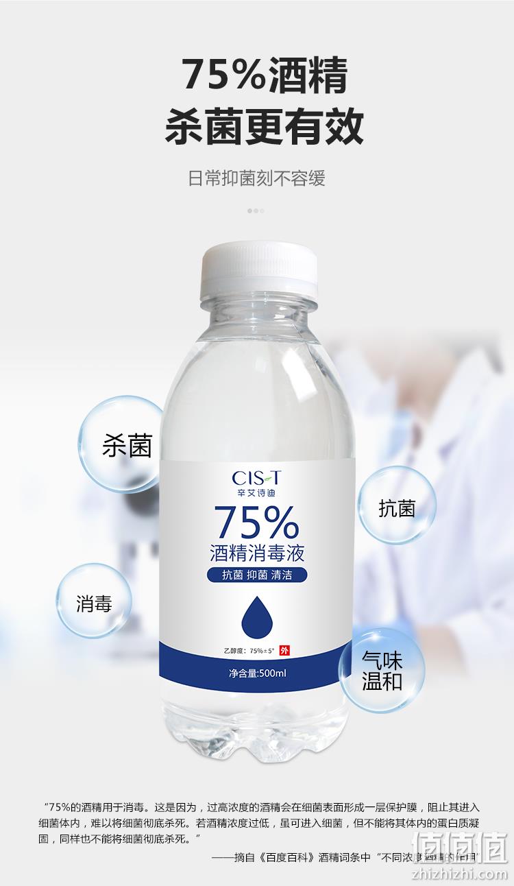 第2件0元！500mlx2件 辛艾诗迪 75度酒精消毒液 19.9元包邮 值值值-买手聚集的地方