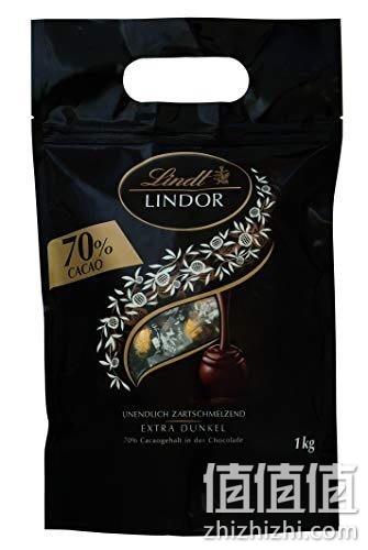 亚马逊畅销第一、70%黑巧：1kg装 81粒 Lindt/瑞士莲 Lindor系列软心巧克力球 特浓黑巧克力 Prime直邮到手135.42元 值值值-买手聚集的地方