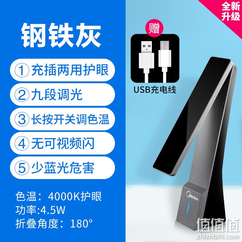 补券，史低！九段调光、USB充插2用：美的 慧光4.5W LED折叠台灯 59元起包邮 值值值-买手聚集的地方
