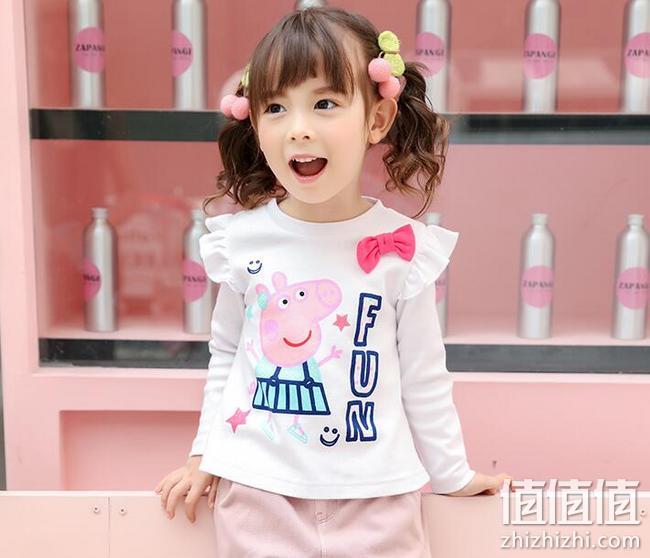小猪佩奇正版授权，A类纯棉：Kidssquare 女童 长袖春装上衣T恤 券后39元包邮 值值值-买手聚集的地方