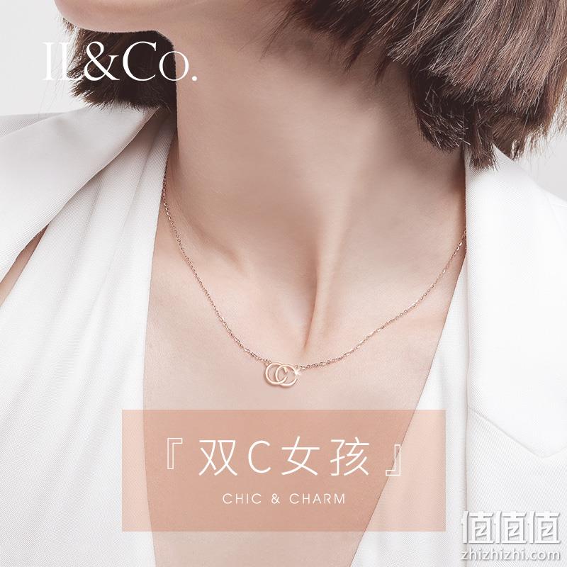 天然钻石带鉴定书、日本80年老牌，IL&Co 双C字母锁骨链 券后99元包邮（原件399元） 值值值-买手聚集的地方