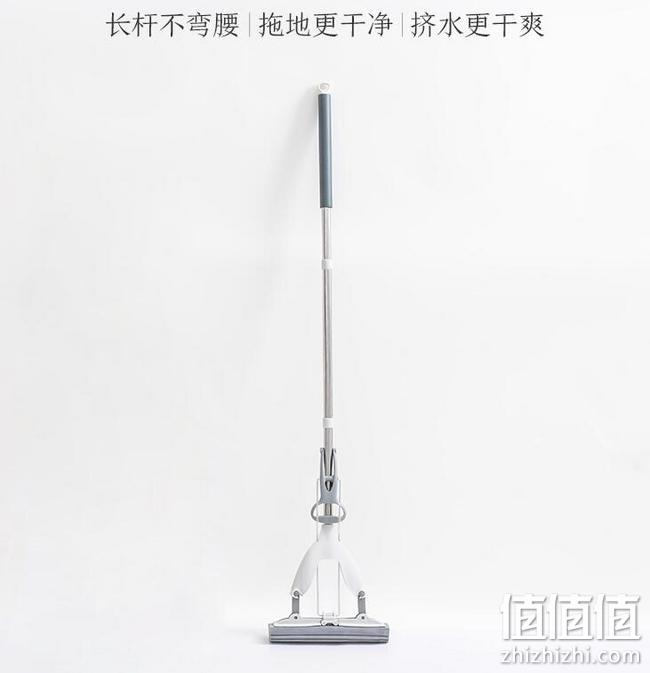 伸缩直杆，不用弯腰：京东京造 懒人墩布 胶棉拖把 27cmx2件 拍2件49.8元 值值值-买手聚集的地方