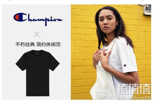 明星同款，纯棉：Champion/冠军 男女 新款美版圆领短袖T恤 69元包邮，3期免息 值值值-买手聚集的地方