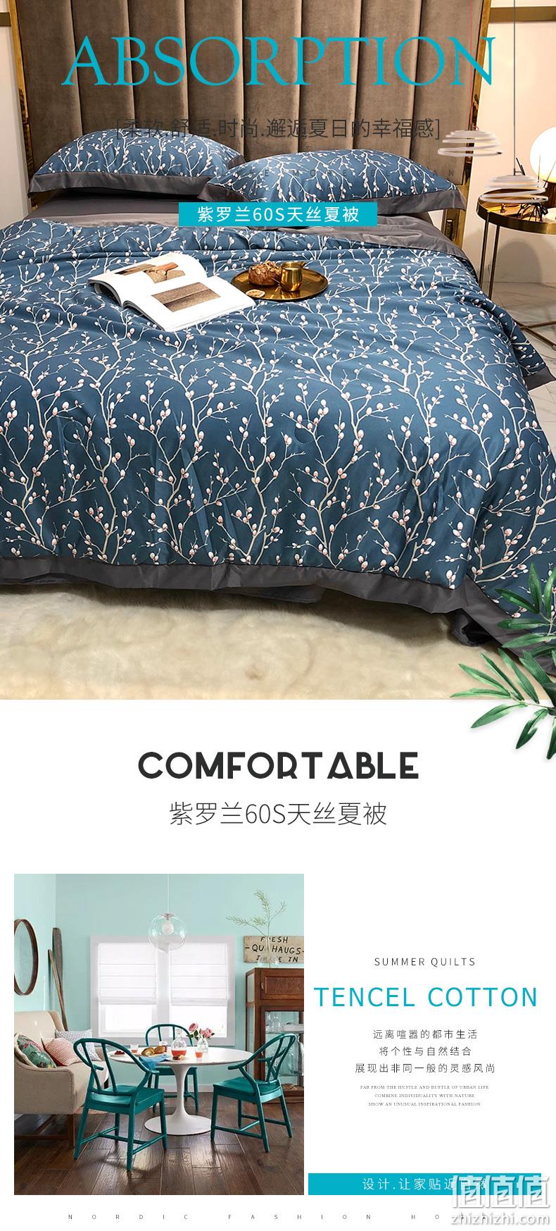 紫罗兰 2020款 60S天丝欧式丝滑印花空调被 1.2x2.0m 79元包邮 值值值-买手聚集的地方