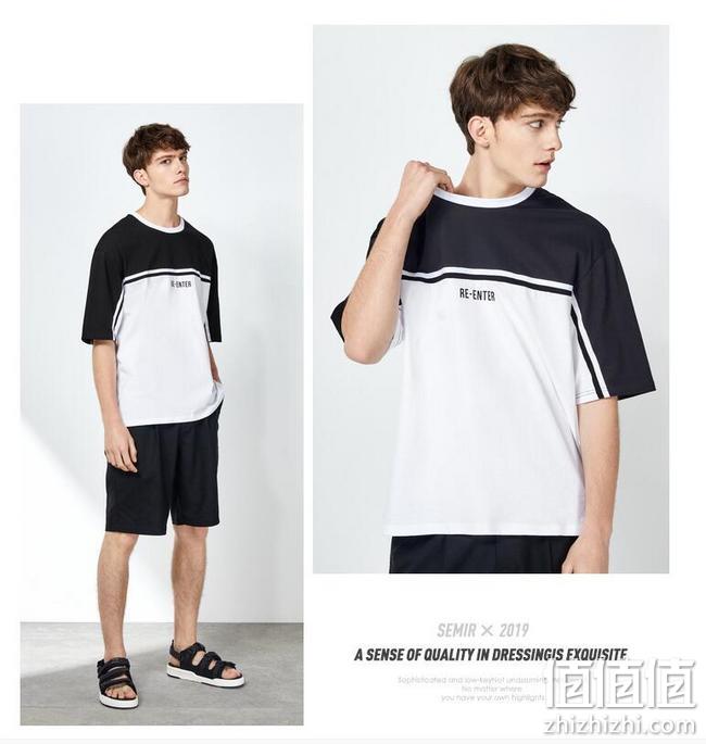 100%纯棉，2件 Semir/森马 男士 5分袖 潮流运化短袖T恤衫 拍2件折后60元包邮（吊牌价119元/件） 值值值-买手聚集的地方