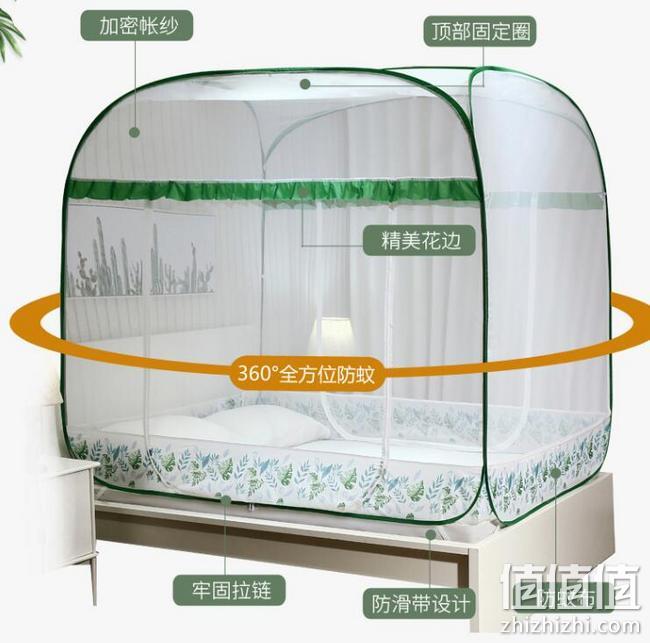 免安装可折叠，防宝宝掉床：迪铭西 3开门方顶蒙古包蚊帐 150x200cm 券后82元包邮 值值值-买手聚集的地方