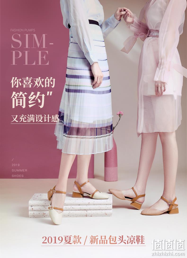 水钻双带，显瘦不漏指：骆驼 女士 20年新款 中跟小香风玛丽珍包头凉鞋 券后109元包邮 值值值-买手聚集的地方