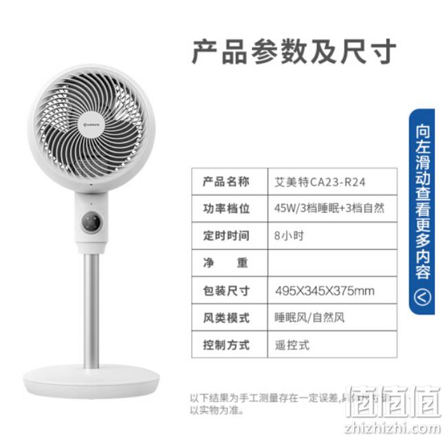 久吹不头疼、送风20m 8h定时：艾美特 空气循环扇 CA23-R24 券后399元包邮（淘宝499元） 值值值-买手聚集的地方