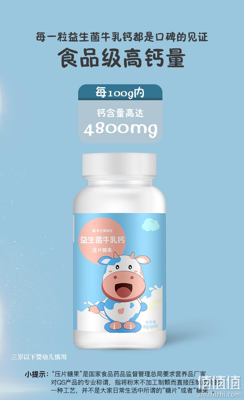 白菜价！100g含钙4800mg，可以嚼着吃：60片x2瓶 民生普瑞宝 益生菌牛乳钙片 拍2件19.9元包邮（之前推荐单瓶19.9元） 值值值-买手聚集的地方