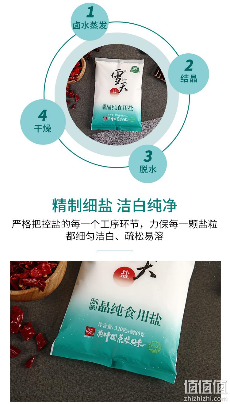 99.6%纯净岩盐：400gx7包 雪天 加碘食用盐 券后10.9元包邮 值值值-买手聚集的地方
