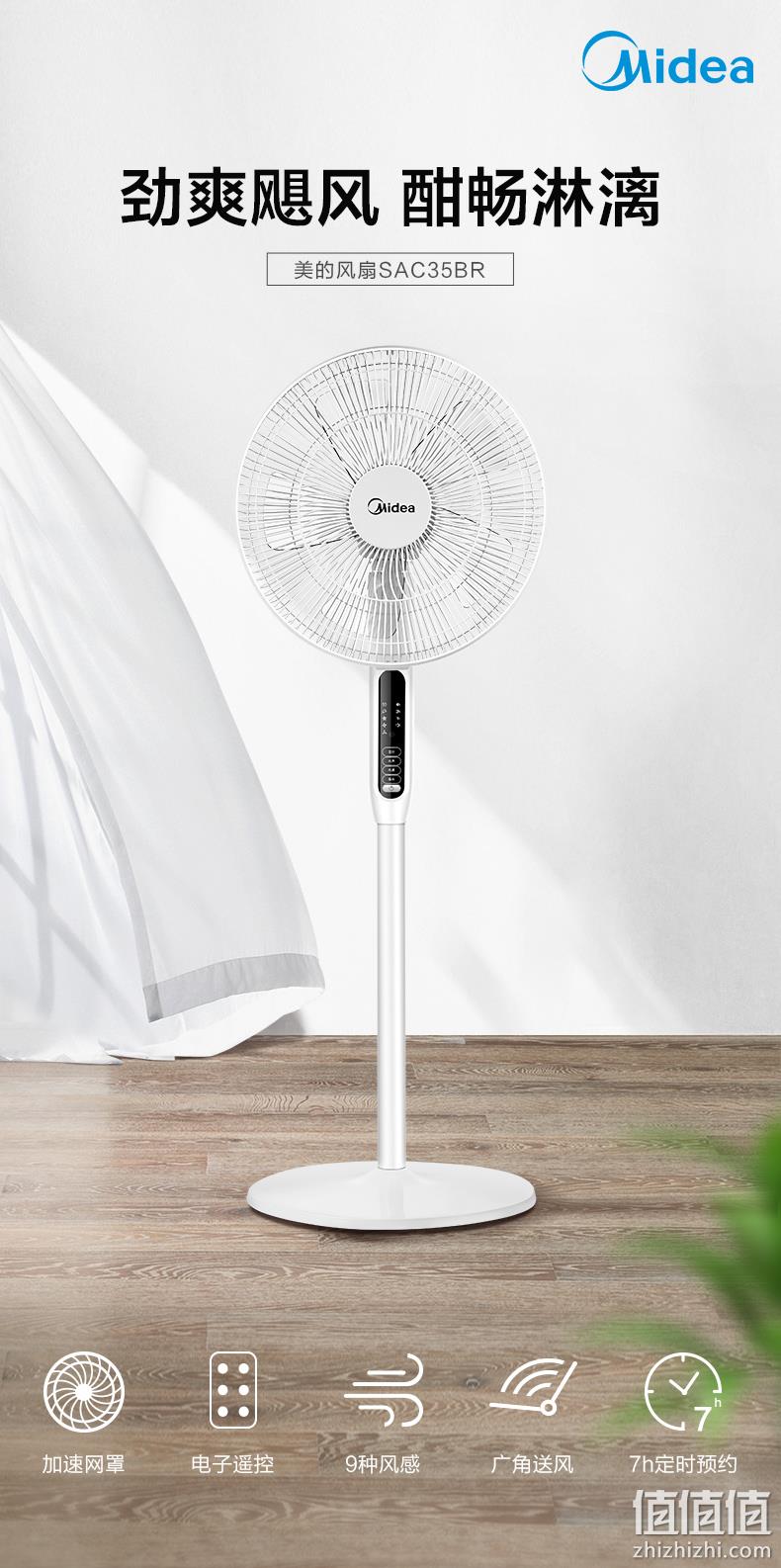 2天1度电+静音：Midea 美的 SAC35BR 5叶落地扇 149元包邮（京东209元） 值值值-买手聚集的地方