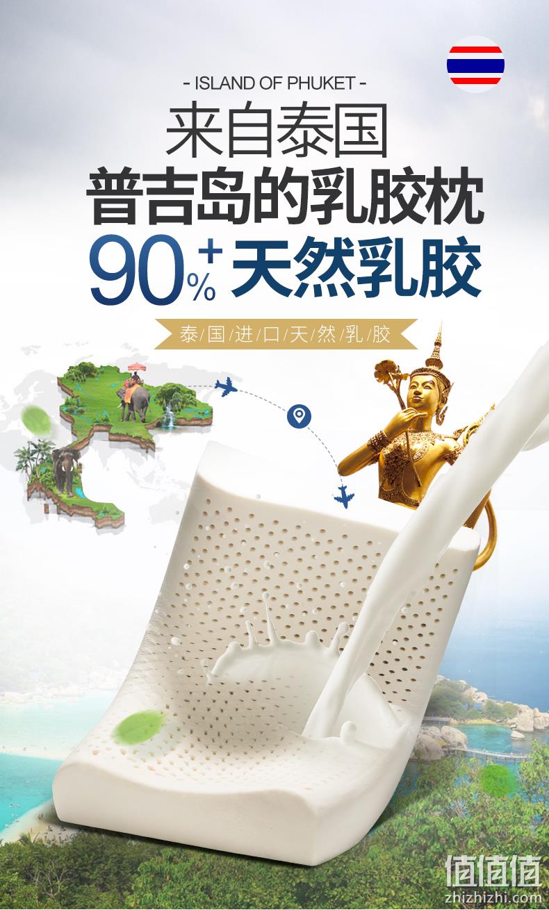 泰国进口原液、出口品牌：玺堡 波浪乳胶枕 券后49元包邮 值值值-买手聚集的地方