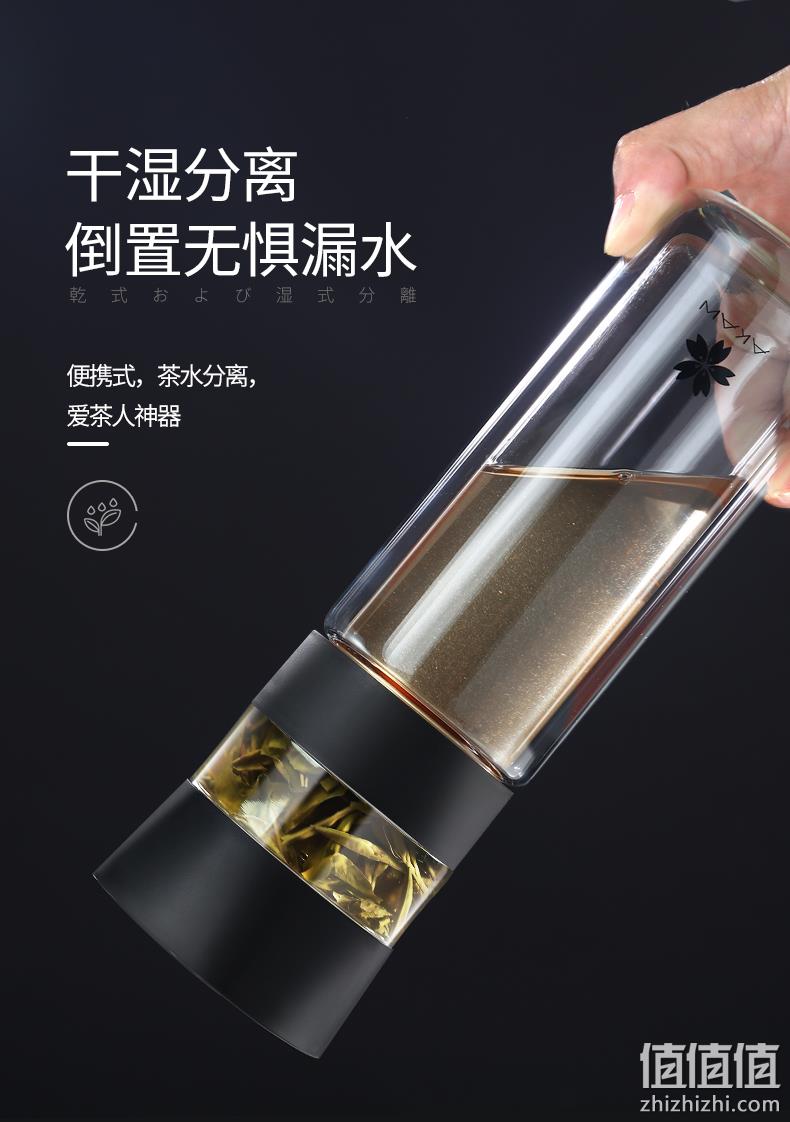 一键茶水分离、隔热：280mlx2件 日本AKAW 爱家屋 双层玻璃杯 68元包邮 值值值-买手聚集的地方