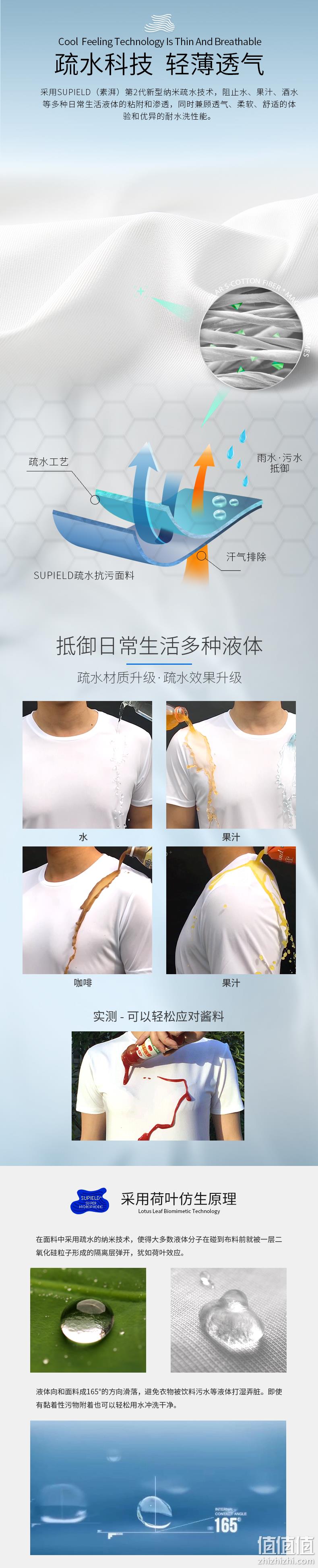 中科院联合开发、疏水防污：Supield素湃 黑科技防水防污男士短袖T恤 49元包邮 值值值-买手聚集的地方