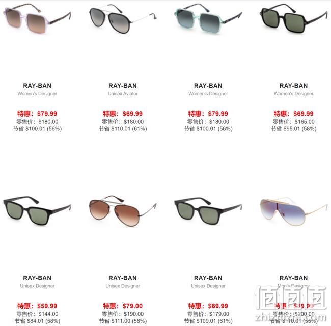 Ashford商城 Ray-Ban雷朋 男女墨镜大促 低至4折，热门单品低至59.99美元 值值值-买手聚集的地方