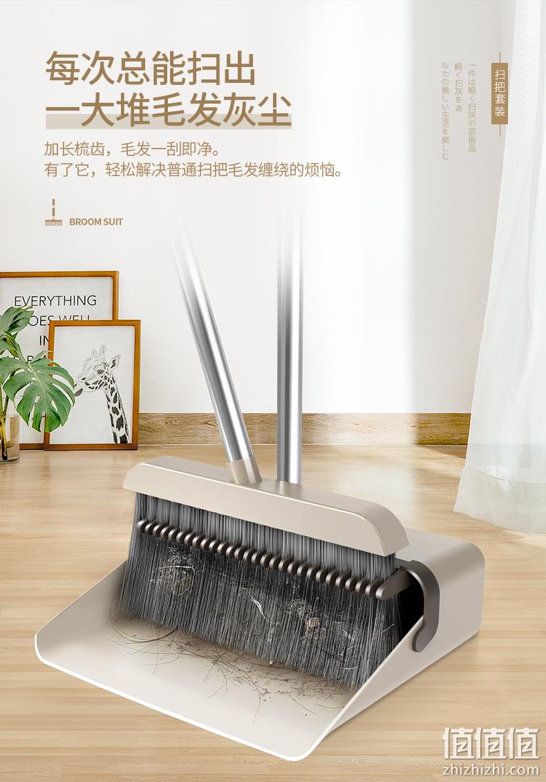 毛发棉絮克星、过滤梳齿：托芬 扫帚簸箕家用组合装 券后19.9元包邮 值值值-买手聚集的地方