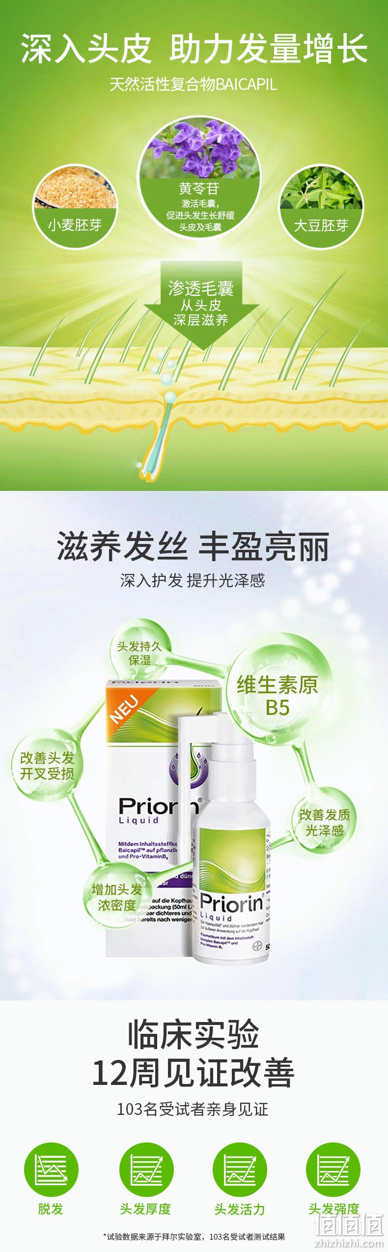原装进口、告别稀疏发缝：Priorin拜耳 毛囊激活生发液 50ml 89元包邮（上次99元） 值值值-买手聚集的地方
