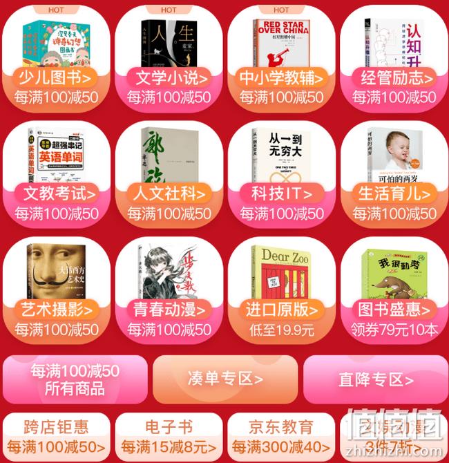 合理凑单约3.75折：京东商城  618图书会场 大促 整点抢400-50元券，叠加满减享400-250元  值值值-买手聚集的地方