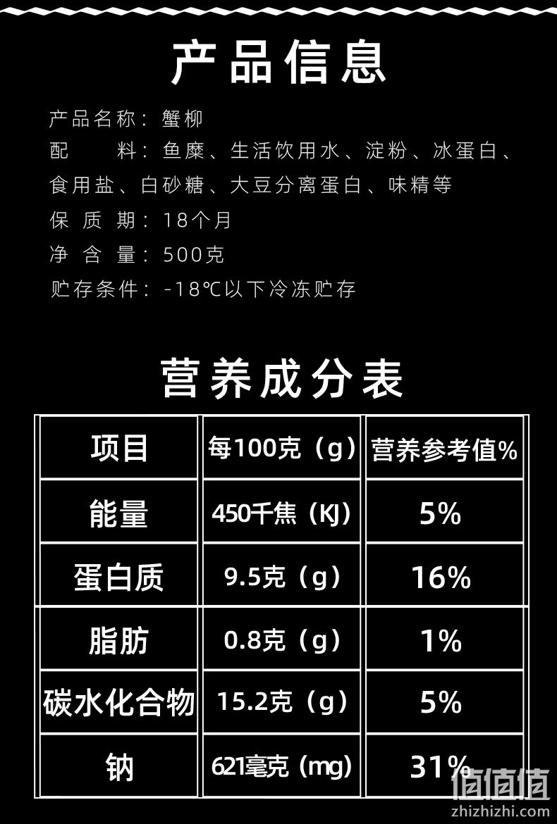 0脂肪、低卡路里：500gx2件 逸知鲜 手撕蟹柳 券后22.8元包邮（上次23.8元） 值值值-买手聚集的地方