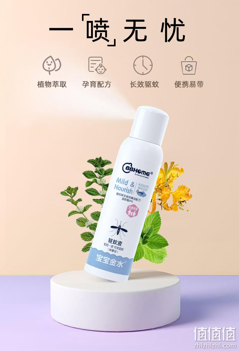 不含避蚊胺、6小时驱蚊：180mlx2件 宝宝金水 BBHOME 儿童驱蚊喷雾 31.8元包邮 值值值-买手聚集的地方