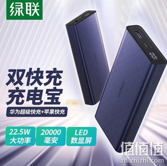 历史低价：绿联 22.5W快充 移动电源 20000mAh 69元包邮 值值值-买手聚集的地方
