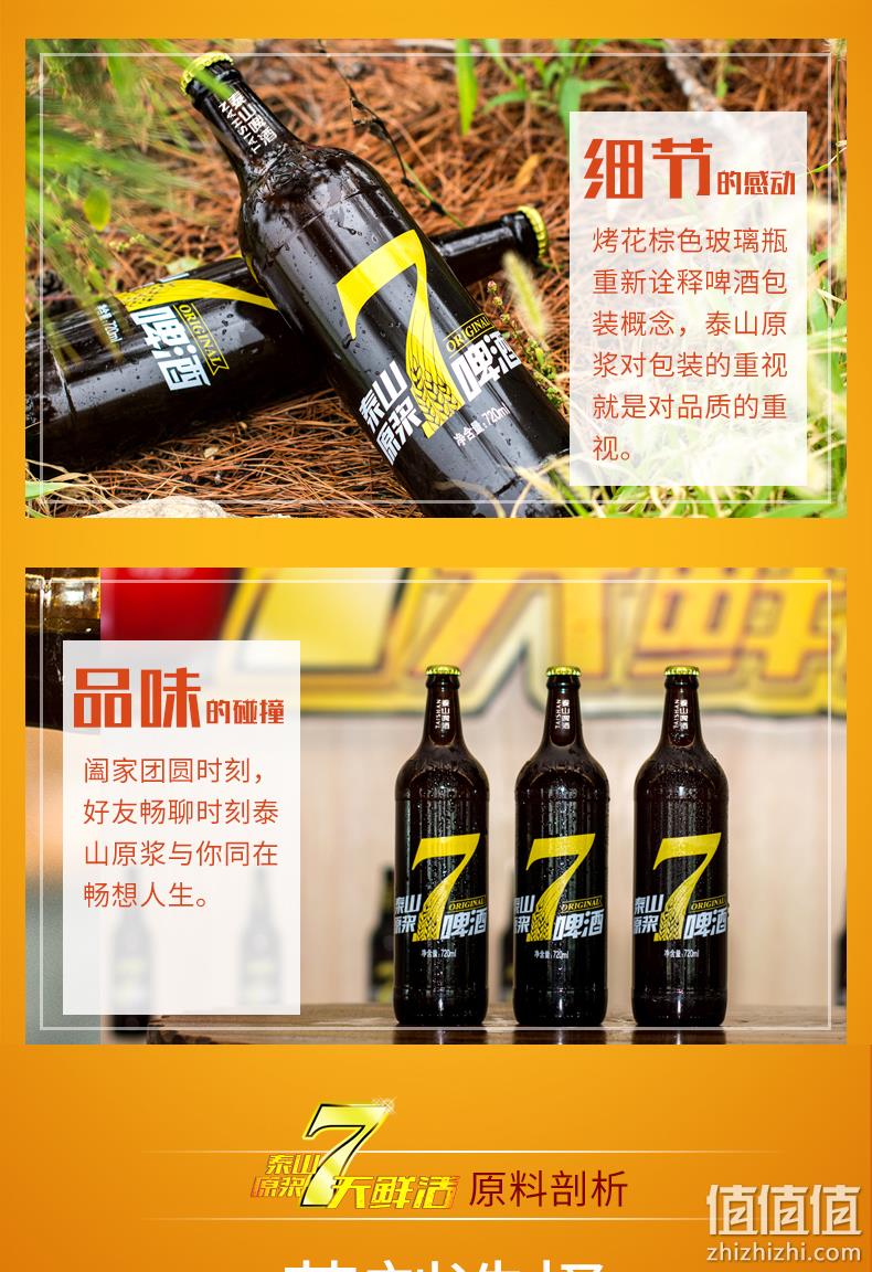 泰山啤酒 8°P 7天原浆啤酒 720mlx6瓶 75元包邮 值值值-买手聚集的地方