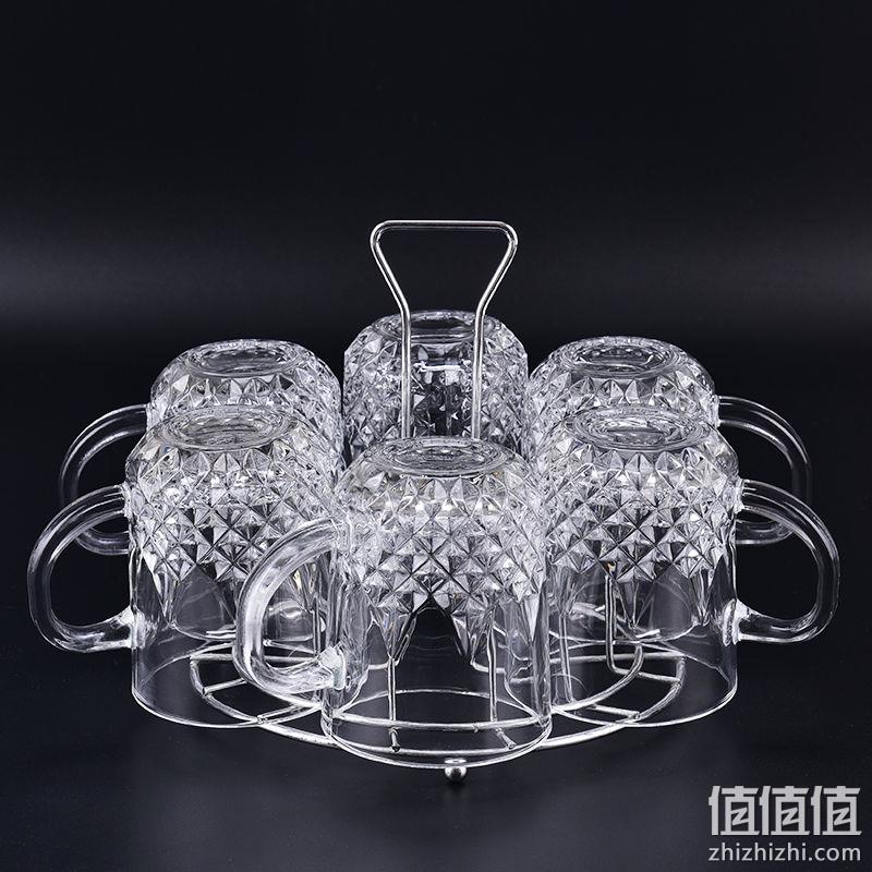 益家优品 家用无铅玻璃杯套装 6只+杯架 券后6.8元起包邮 值值值-买手聚集的地方
