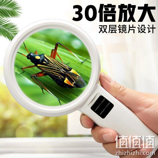30倍放大、不伤眼：申宏 sh0188 LED放大镜 95mm 9.9元包邮 送擦试布+电池+运费险 值值值-买手聚集的地方