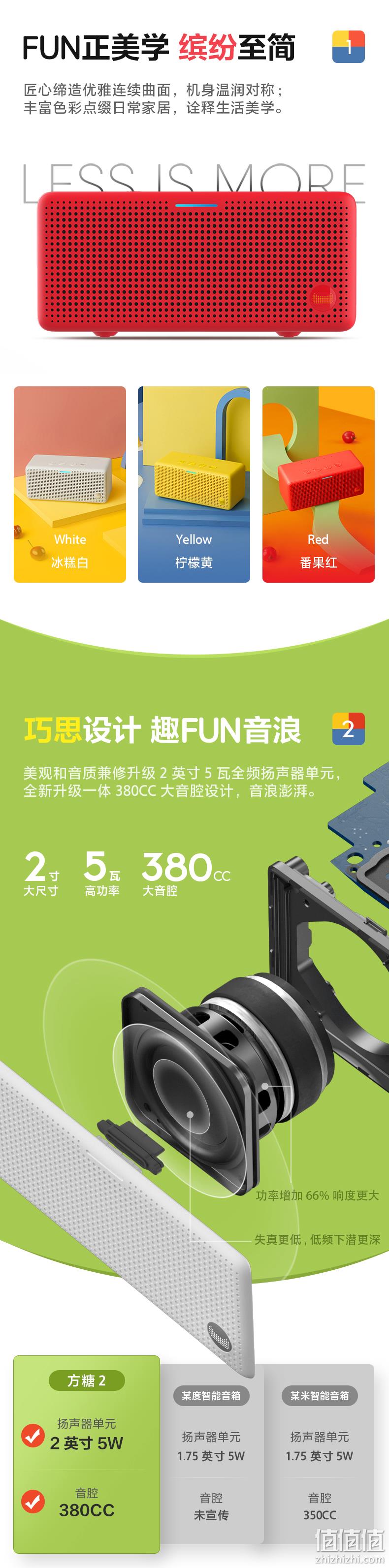 专属精灵键，5W大功率：天猫精灵 方糖2 智能蓝牙音响 券后79元包邮 值值值-买手聚集的地方