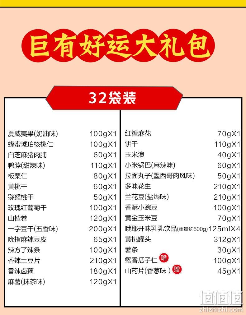 百草味 巨有好运 零食大礼包 3562g/32包 券后128元包邮 值值值-买手聚集的地方