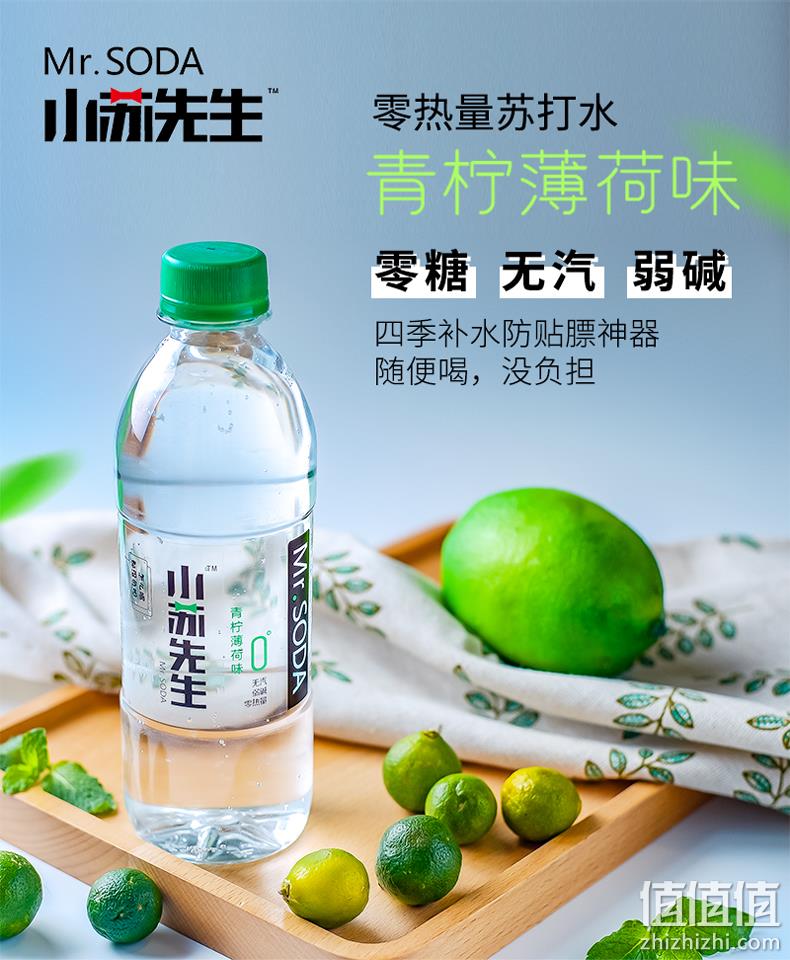 无糖无汽：小苏先生 青柠薄荷苏打水 360mlx12瓶 19元包邮 值值值-买手聚集的地方