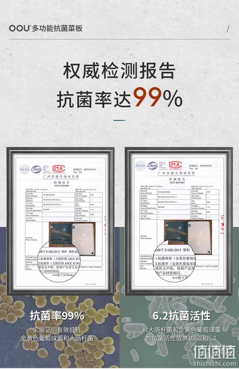 SGS认证、抗菌率99%：OOU Ag+抗菌防霉家用菜板 49元包邮 值值值-买手聚集的地方