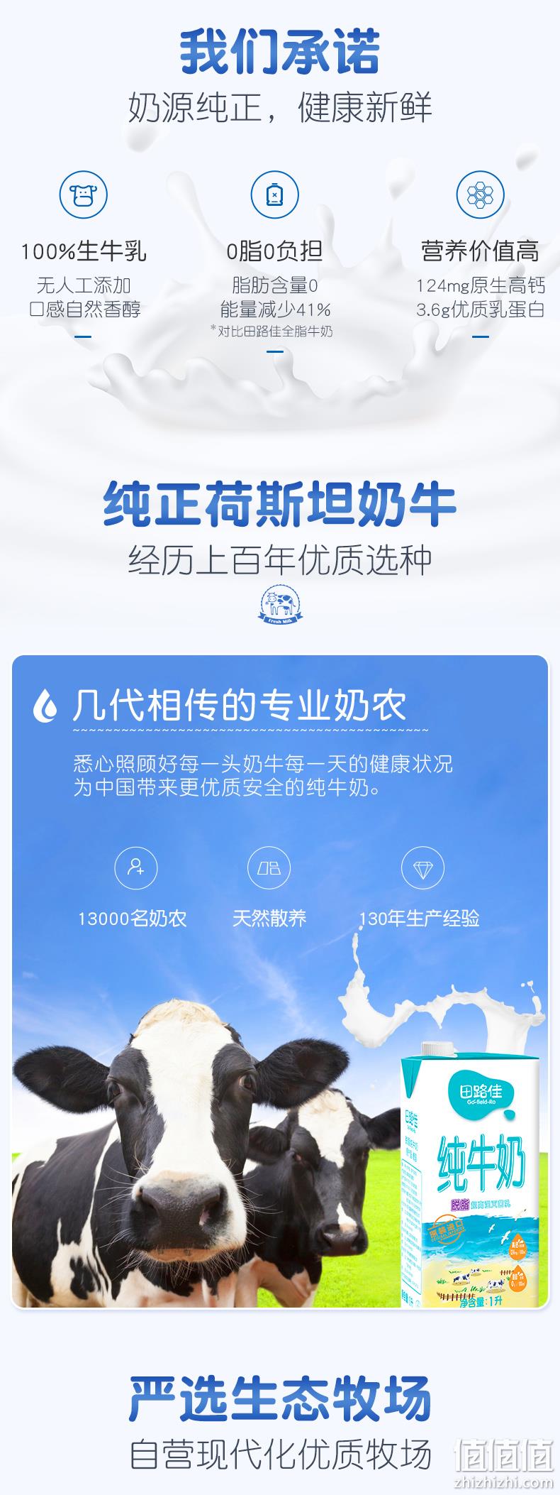 丹麦皇室牛奶供应商，田路佳 进口脱脂纯牛奶 1Lx12盒 券后98元包邮 值值值-买手聚集的地方