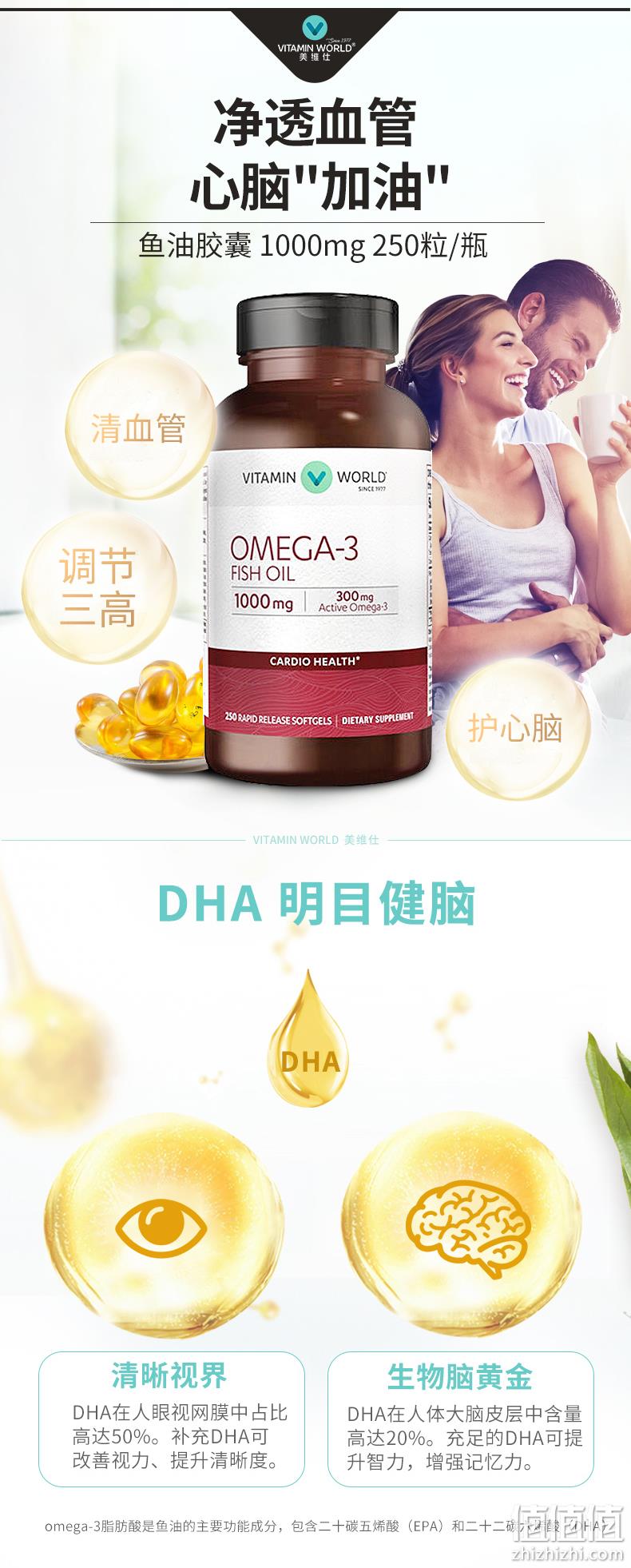 清血管、调节三高:250粒 Vitamin World 美维仕 omega3 深海鱼油软胶囊 新低59元包邮 值值值-买手聚集的地方