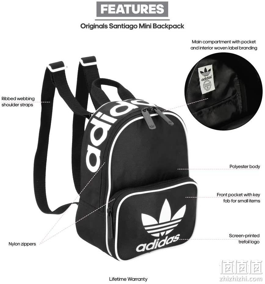 prime会员！adidas Originals Santiago 中性迷你背包 黑色 Prime直邮到手158元（某宝代购260元） 值值值-买手聚集的地方