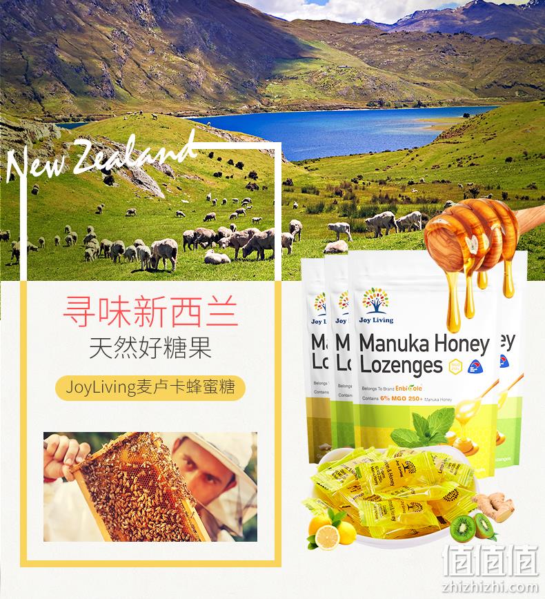 抑菌润喉:30粒 新西兰进口 JoyLiving 麦卢卡MGO250+蜂蜜硬糖 24.8元包邮 值值值-买手聚集的地方