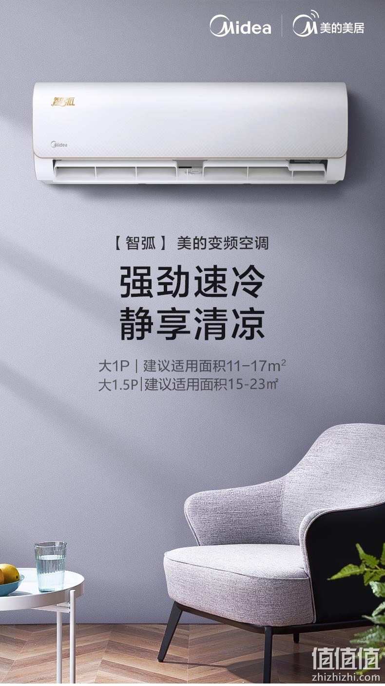 Midea 美的 KFR-26GW/WDBN8A3@ 1匹 变频冷暖 壁挂式空调 1799元包邮 值值值-买手聚集的地方