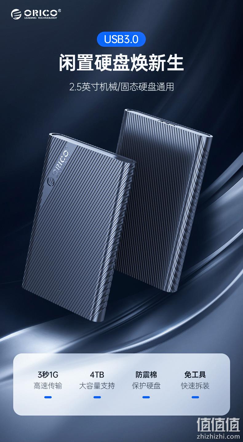 3秒传1G，USB3.0，内置防震棉：Orico奥睿科 2.5寸 移动硬盘盒 16.8元起包邮 值值值-买手聚集的地方