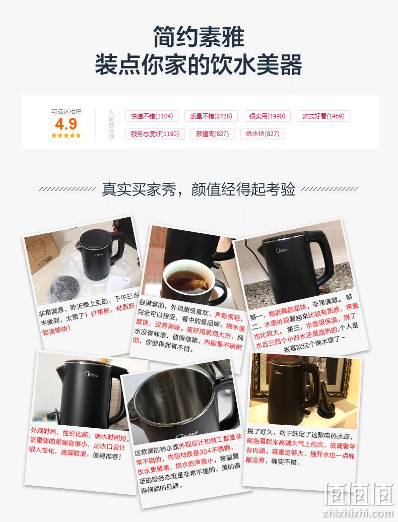 16万4.8分：美的 304不锈钢电热水壶1.5L MK-HJ1512 券后59元包邮 值值值-买手聚集的地方