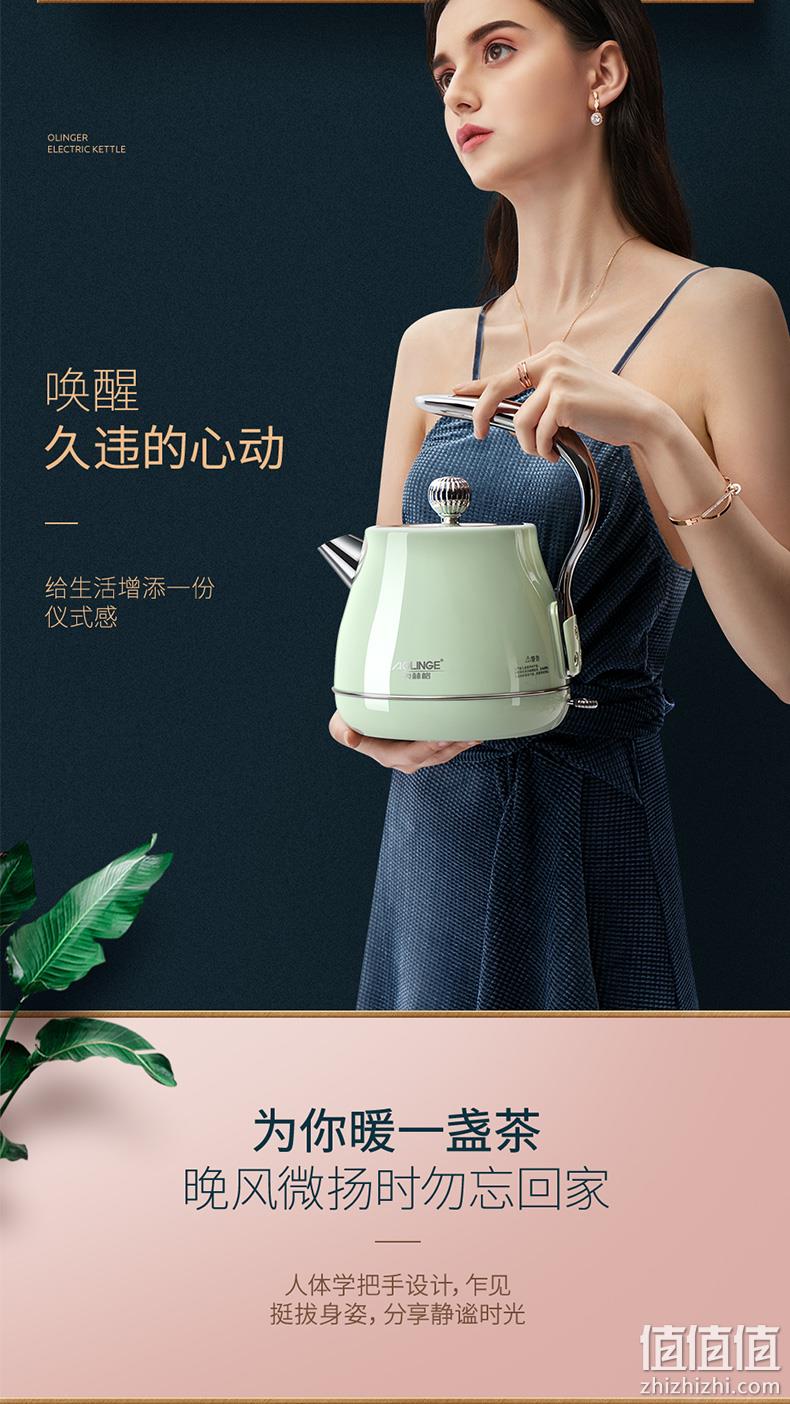 4.9分，复古欧式烤漆，高颜值，4色：1.5L 奥林格 不锈钢电热水壶ALG-P11 69元包邮 值值值-买手聚集的地方