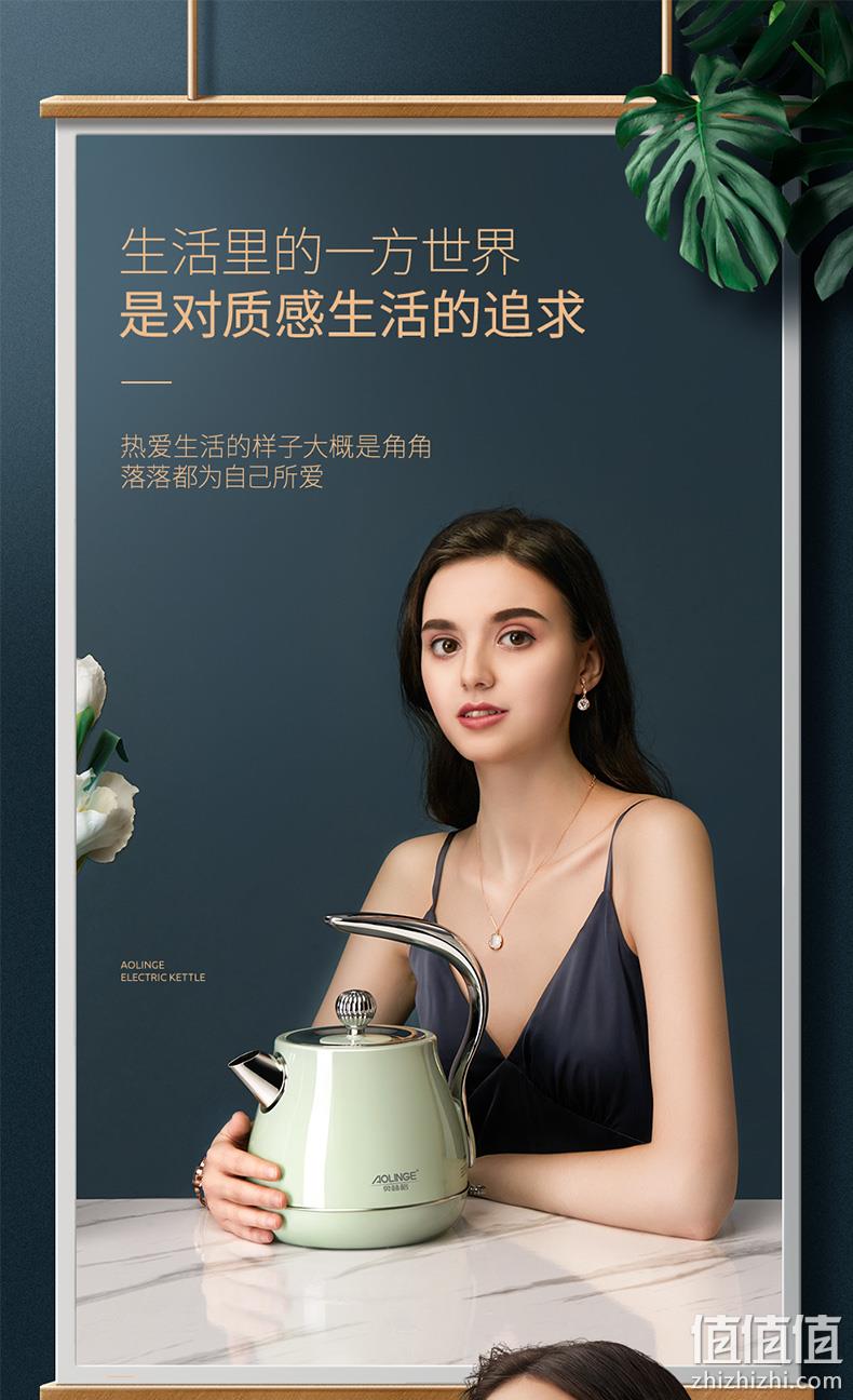 4.9分，复古欧式烤漆，高颜值，4色：1.5L 奥林格 不锈钢电热水壶ALG-P11 69元包邮 值值值-买手聚集的地方