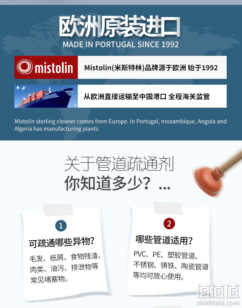 欧洲进口 Mistolin 米斯特林 管道疏通剂1000ml 券后22元包邮 值值值-买手聚集的地方
