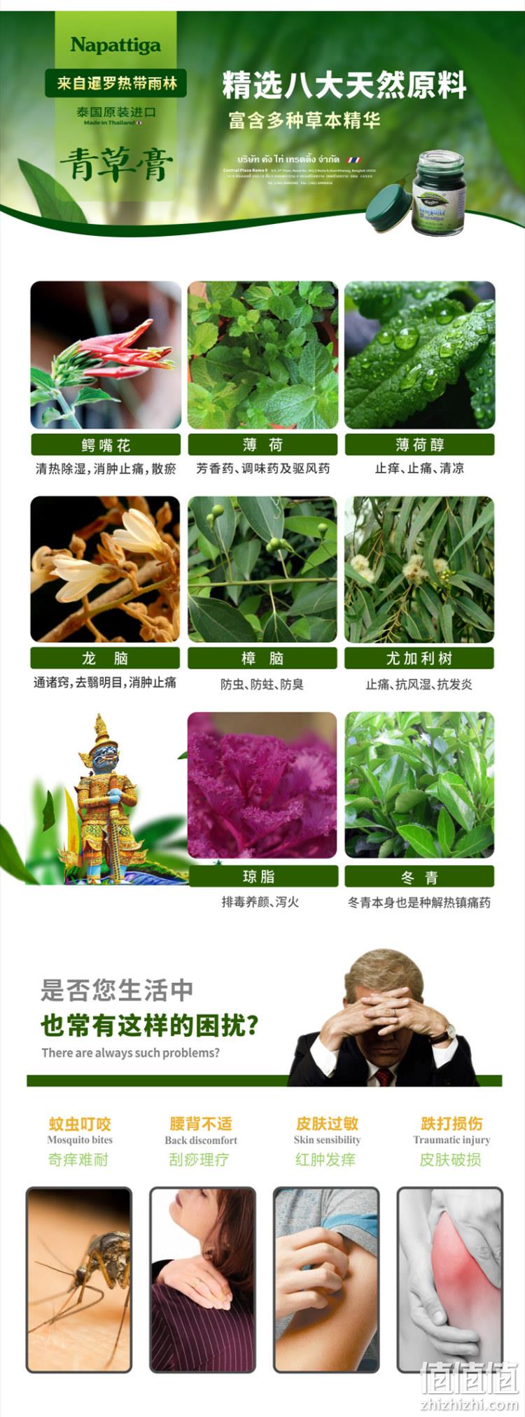 小编回购款：泰国原装进口 15gX3瓶 Napattiga 青草膏 券后39元包邮 值值值-买手聚集的地方