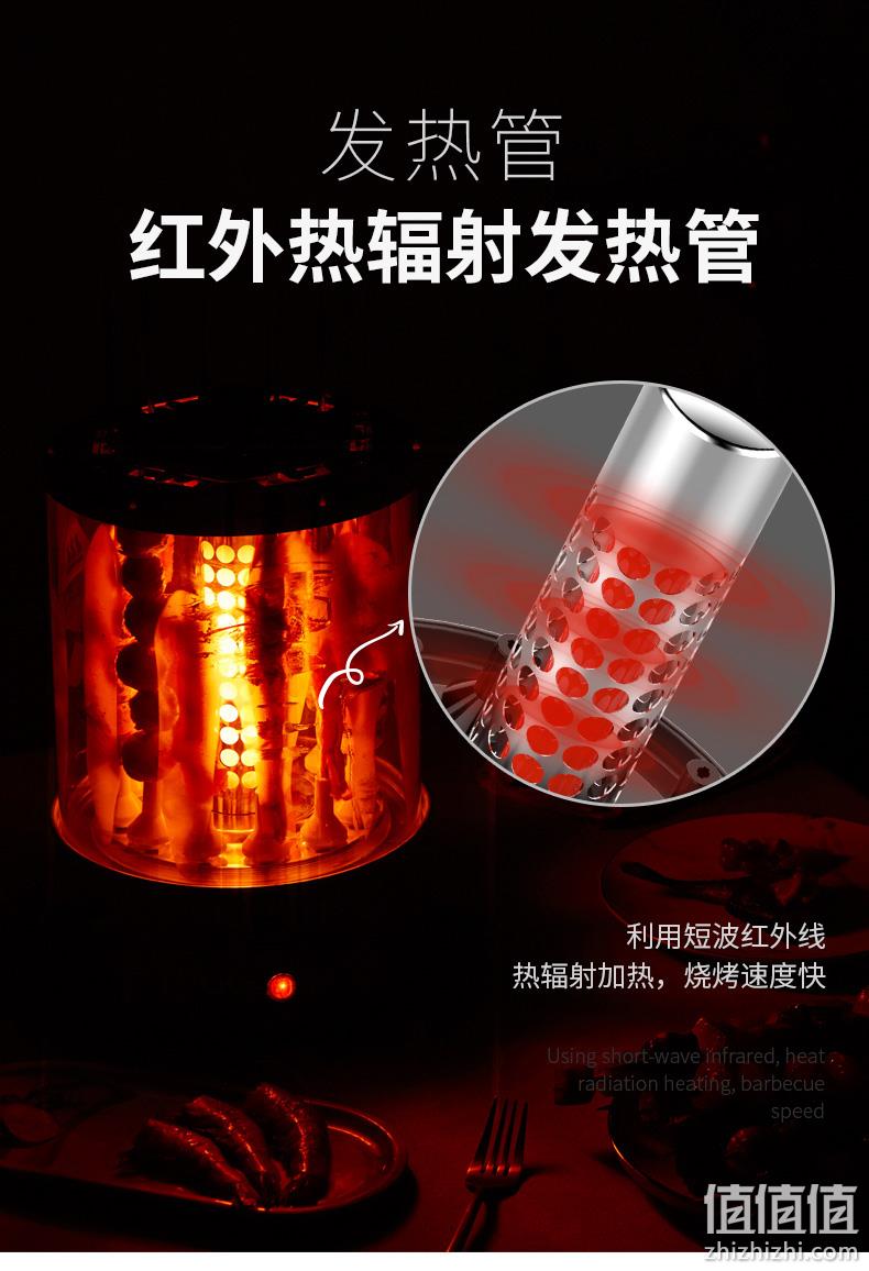 自在烤串，定时可控无油烟：利仁 家用旋转无烟电烤肉机 289元包邮 值值值-买手聚集的地方