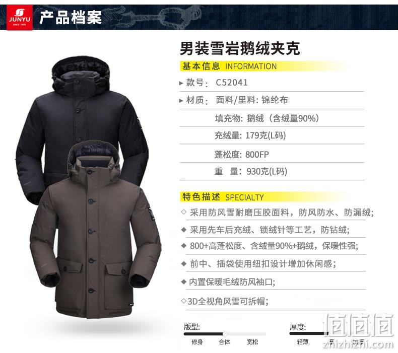 重磅保暖:800蓬+179g90%鹅绒!君羽 男加厚防水防风羽绒服 864元顺丰包邮 值值值-买手聚集的地方